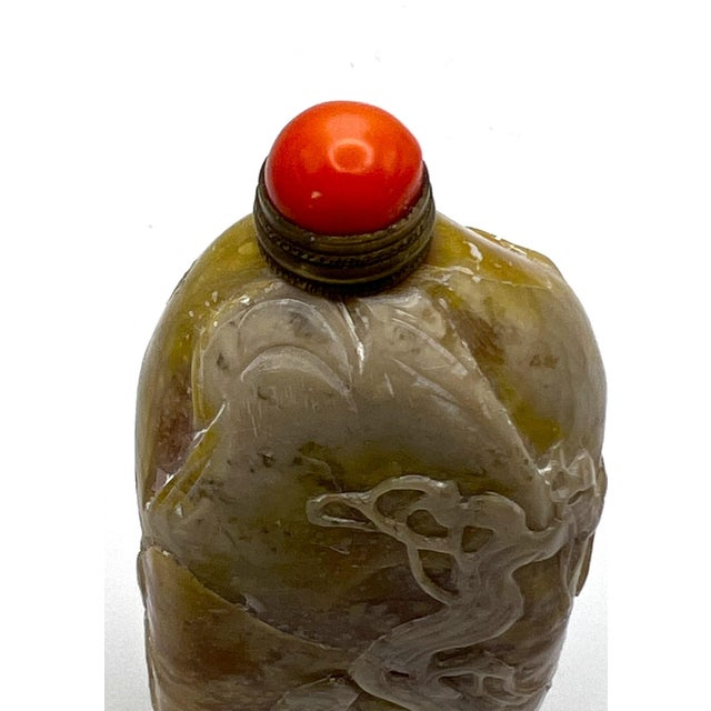 Vintage Carved Soapstone Snuff Bottle For Sale - Image 9 of 18