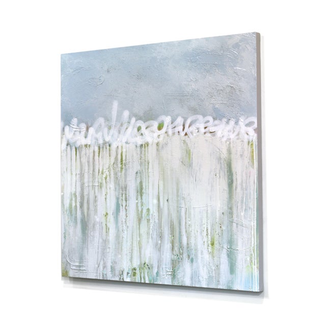 Calm Waters - Soft Abstract Cool Tone Textural Paint Graffiti Mixed Media Art Original Artwork by Amber Goldhammer For Sale In Los Angeles - Image 6 of 8