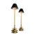 1980s Chapman Tall Buffet Cast Brass Table Lamps With Original Black Shades - a Pair For Sale