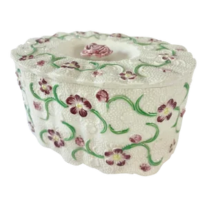 Floral Porcelain Covered Box Japan