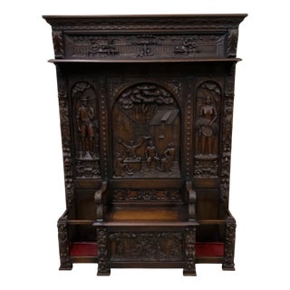 Antique Wardrobe with Chest Bench, 1930 For Sale