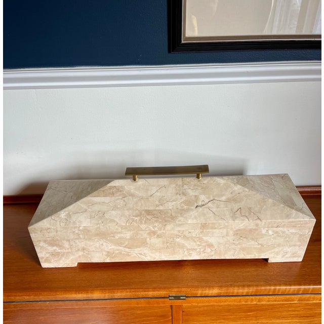 Brass Handled Tessellated Lidded Box Maitland Smith For Sale In New York - Image 6 of 9