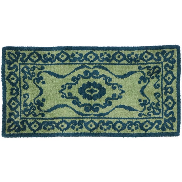 Vintage Green Swedish Pile Rug, 2'6 X 4'11 For Sale - Image 9 of 10