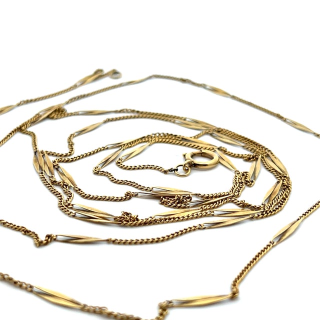 1920s 18k Yellow Gold Long French Bar Chain 61" For Sale In Lexington, KY - Image 6 of 8