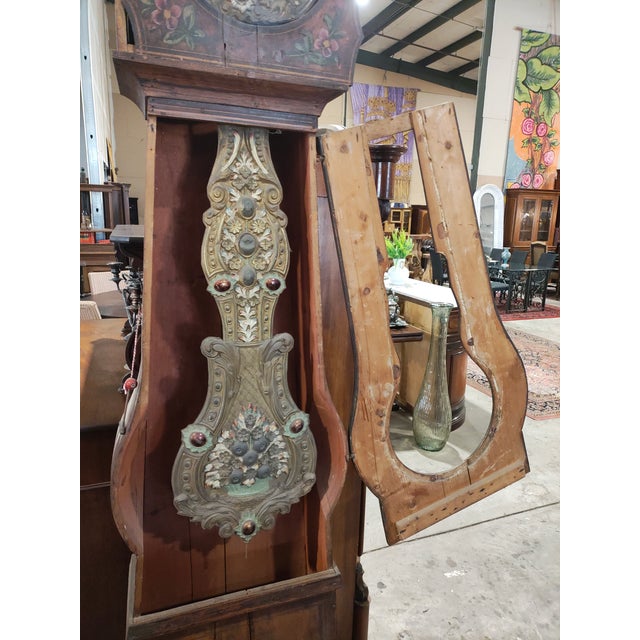 19th Century French Provincial Hand-Painted Comtoise Grandfather Clock, Signed Poitiers For Sale In New Orleans - Image 6 of 14