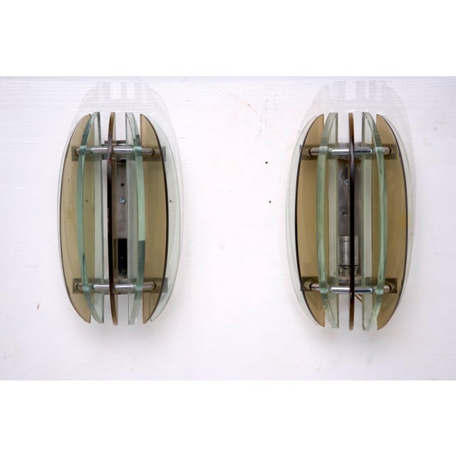 Thick Glass Sconces from Veca, Italy, 1960s, Set of 4 For Sale - Image 4 of 14