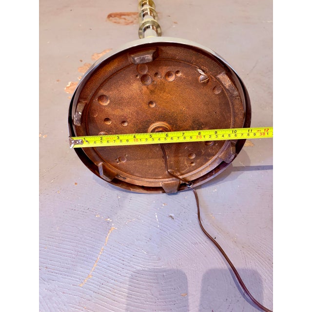 Vintage Modern Chrome & Brass-Toned Floor Lamp With Black Drum Shade For Sale - Image 10 of 11