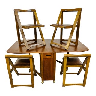 Mid-Century Modern Walnut Drop Leaf Dining Set For Sale
