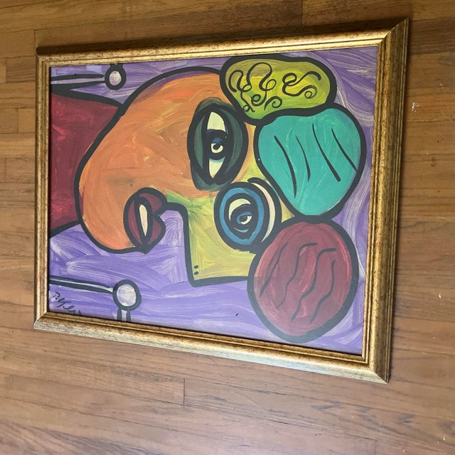 Late 20th Century Abstract Portrait Painting by Peter Robert Keil, Quality Framed For Sale - Image 10 of 11