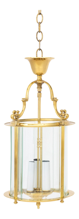 Modern Brass and Glass Lantern Pendant Lamp