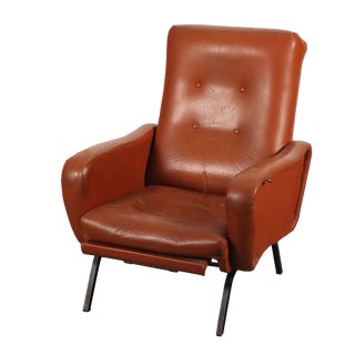 Vintage Armchair in Foam, Upholstery, Leatherette & Metal, 1970s For Sale