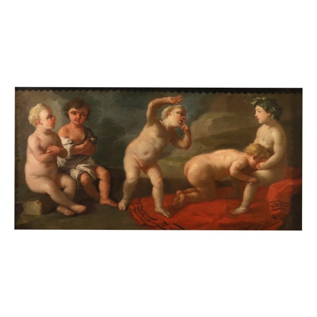 Francesco De Mura, Nude, The Slapping Game, 18th Century, Oil Painting on Canvas, Framed For Sale