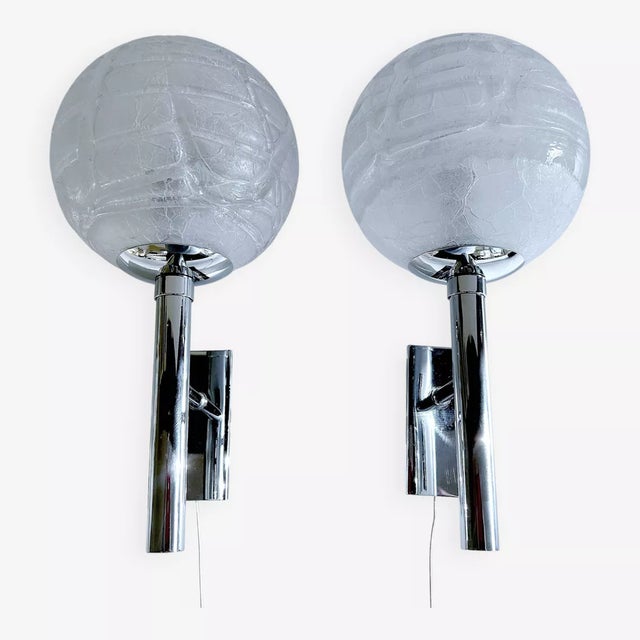 Vintage Space Age Glass Sconces from Doria, 1960s, Set of 2 For Sale - Image 4 of 14