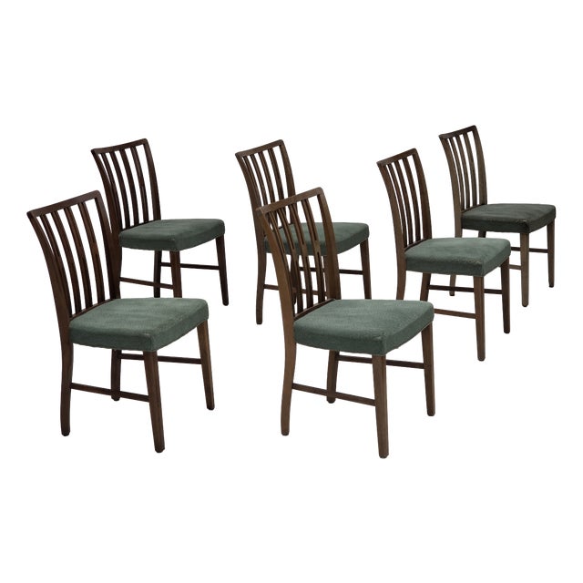 Danish Dining Chairs in Furniture Wool and Oak Wood, 1960s, Set of 6 For Sale
