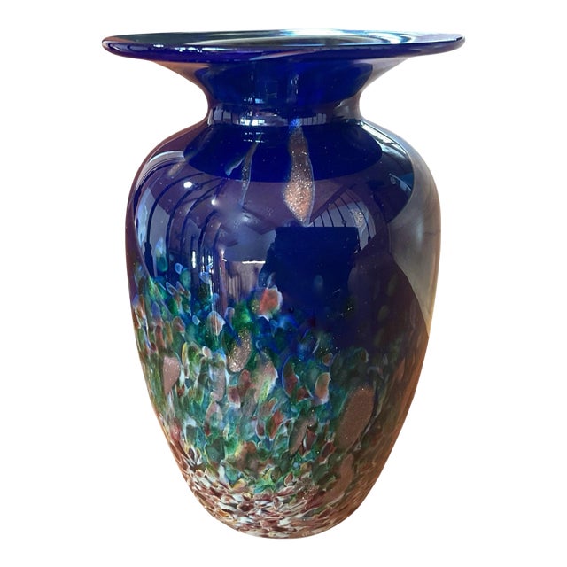 Late 20th Century Hand Blown Art Glass Vase For Sale