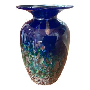 Late 20th Century Hand Blown Art Glass Vase