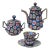 Antique Murano Fratelli Toso Millefiori Flower Mosaic Italian Art Glass Teapot Sugar Bowl Cup Saucer Set For Sale