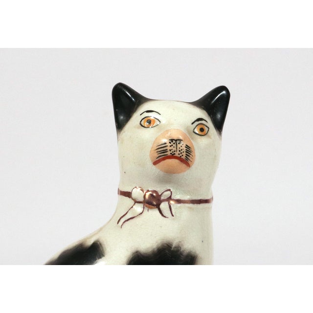 Pair of Staffordshire Pottery Seated Cats on Cushions For Sale - Image 9 of 12