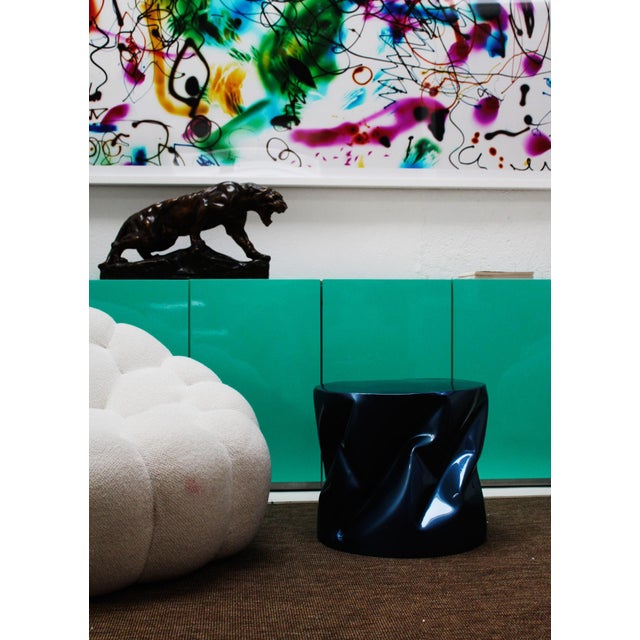 Metal Sculptural Blue Lacquered Metal Side Table, 1990s For Sale - Image 7 of 9