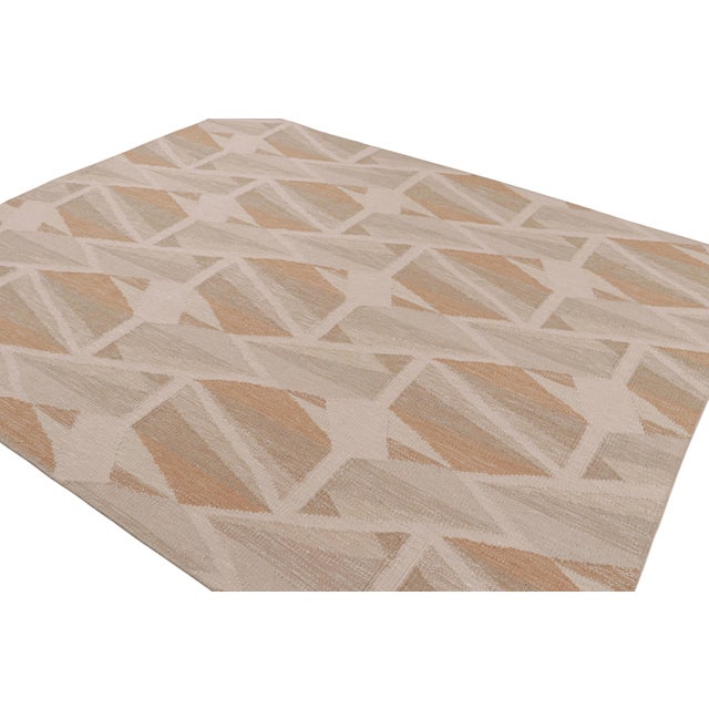Rug & Kilim Rug & Kilim’s Scandinavian Style Geometric Rug in Beige, White and Terracotta 10x14 For Sale - Image 4 of 8