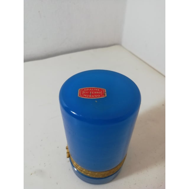 Blue Opaline Glass Box by F.lli Ferro Murano, Italy, 1930s For Sale - Image 9 of 11