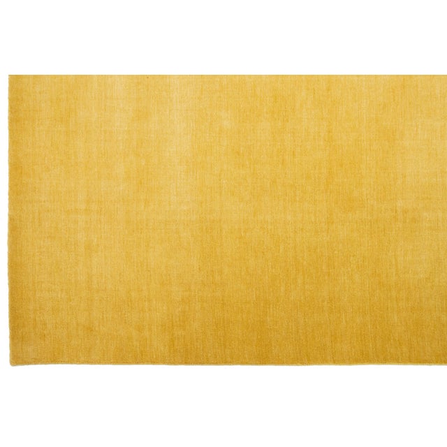 Apadana's Modern Handmade Gabbeh Plush Wool Rug in Yellow For Sale In New York - Image 6 of 11