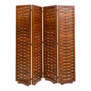Vintage Interwoven Mahogany Four Panel Screen