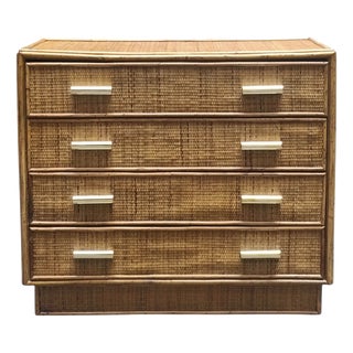 Bamboo and Woven Rattan Chest of Drawers, Italy, 1960s For Sale