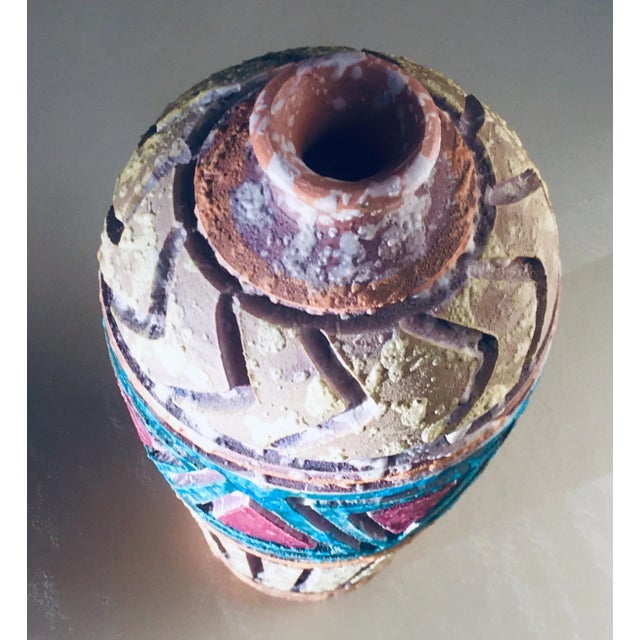 Bitossi Bitossi Geometric Lava Clay Vase Italian Mid-Century Modern Vintage For Sale - Image 4 of 6
