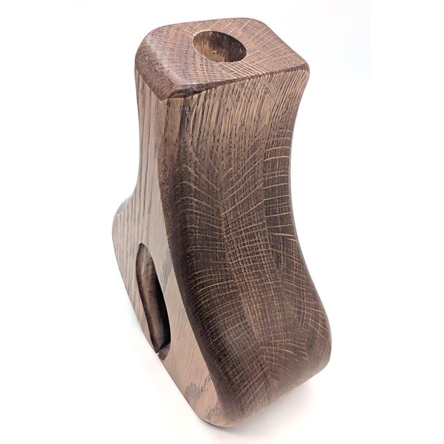 1980s Vintage Oak Wood Candle Holder For Sale - Image 5 of 10