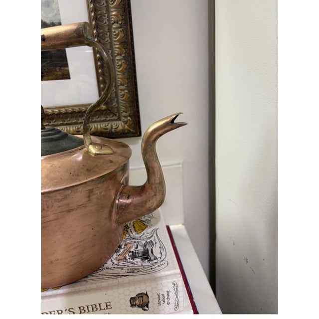English Antique Copper Tea Kettle With Acorn Tipped Lid For Sale - Image 3 of 11