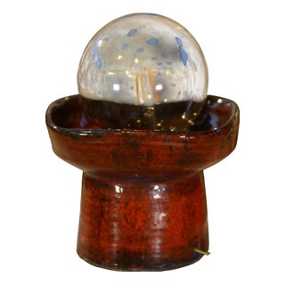 Red Ceramic Table Lamp by Guillerme and Chambron, 1980s For Sale