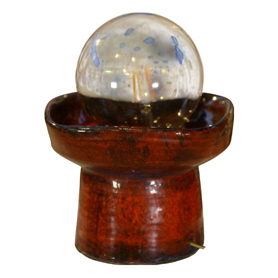 Red Ceramic Table Lamp by Guillerme and Chambron, 1980s For Sale