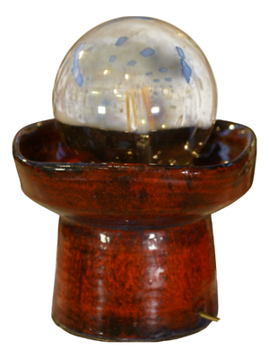 Red Ceramic Table Lamp by Guillerme and Chambron, 1980s