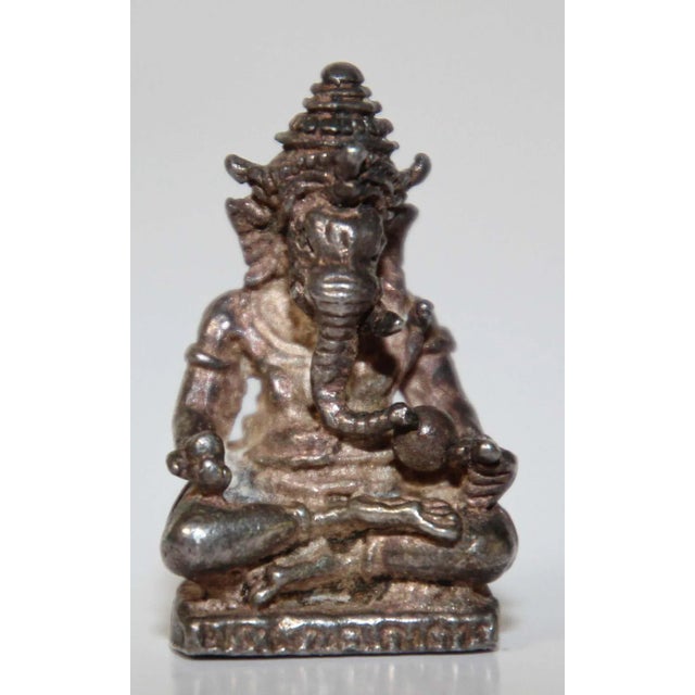 Ganesh Silver Hindu Diety Amulet Statue in Box For Sale In Palm Springs - Image 6 of 13