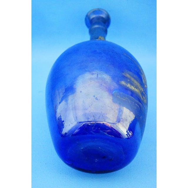 Cobalt Blue Scavo Glass Bottle Vase attributed to Mario Pinzon for Seguso, Italy, 1960s For Sale - Image 15 of 17