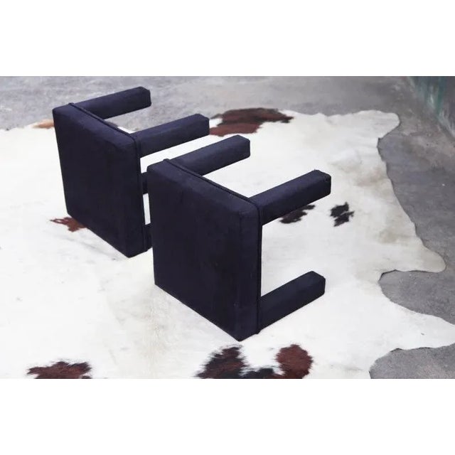 Mid-Century Modern Parsons Post Modern Milo Baughman Style Ottomans - a Pair For Sale - Image 3 of 11