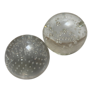Vintage Bubble Glass Sphere Paperweights- Set of Two