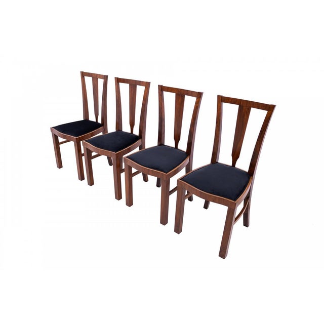Art Deco Round Table with Four Chairs, Poland, 1940s, Set of 5 For Sale - Image 6 of 18