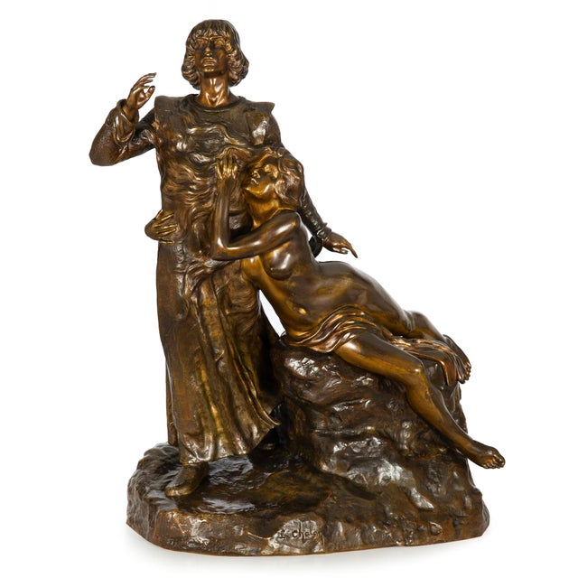 Art Nouveau French Art Nouveau Bronze Sculpture Wagner’s “Tannhauser” After Louis Chalon For Sale - Image 3 of 18