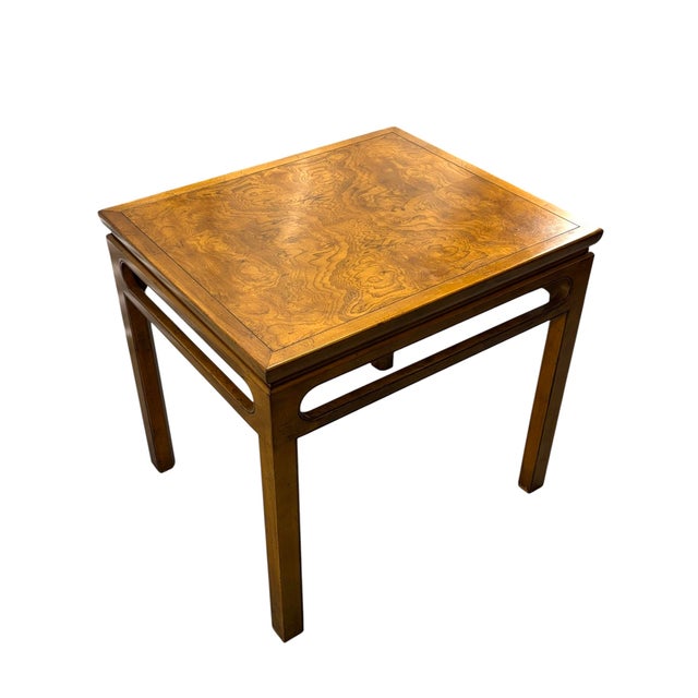 Mid-Century Modern 1970s Baker Furniture Mid-Century Chinoiserie Burlwood Side Table For Sale - Image 3 of 6