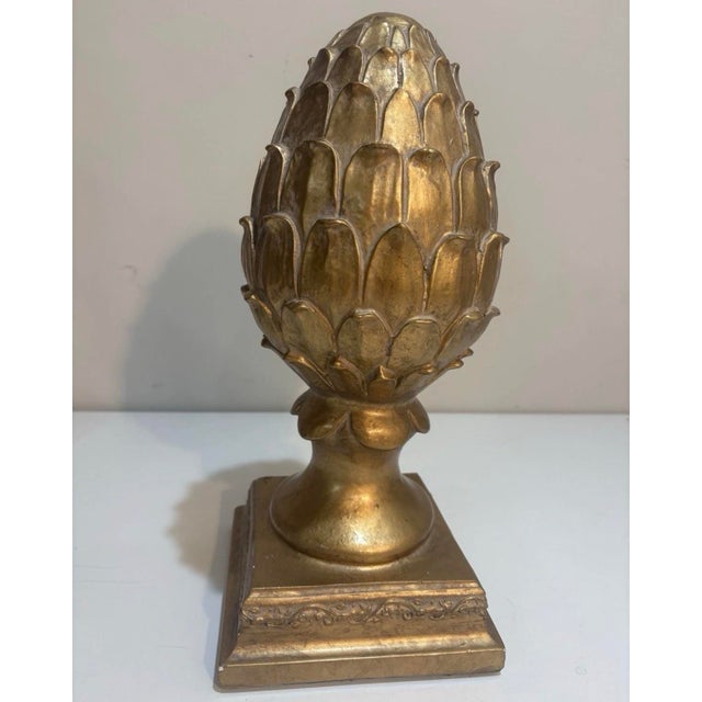 Late 20th Century Large Hollywood Regency Gold Artichoke Finial Sculpture – Pieri Creations Philadelphia Palm Beach Regency Glam Decor For Sale - Image 10 of 11