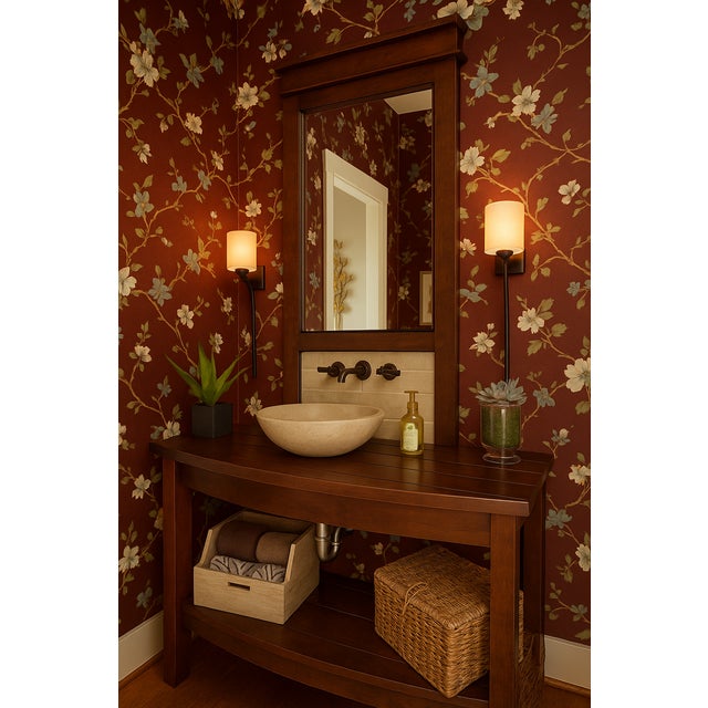 Vintage 1980s Brown Floral Wallpaper For Sale - Image 10 of 11