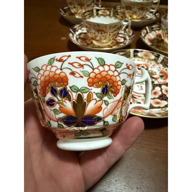 1960s Royal Crown Derby Imari Pattern Cups and Saucers by Stevenson & Hancock - Set of 10 For Sale - Image 12 of 18