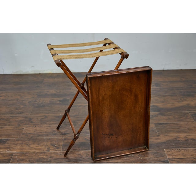 English 19th Century English Tray on Stand Mahogany Side Table with X-Form Base For Sale - Image 3 of 12