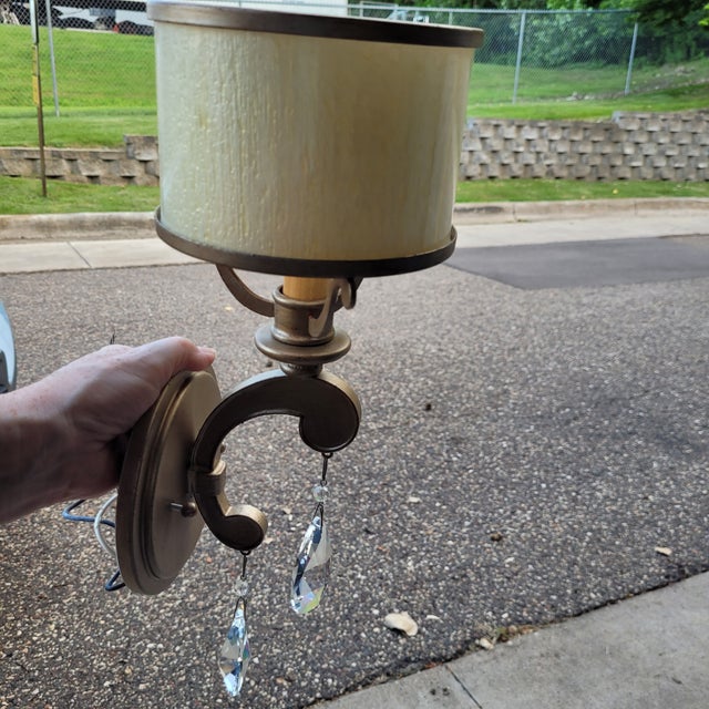Antique roman gold finish to this unique wall light - cream glass & metal shade is removable - quality construction - One...