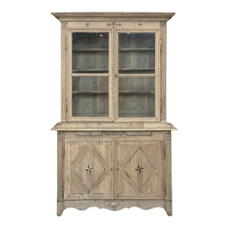 18th Century Louis XVI Inlaid Stripped Oak Bookcase ~ Bibliotheque For Sale