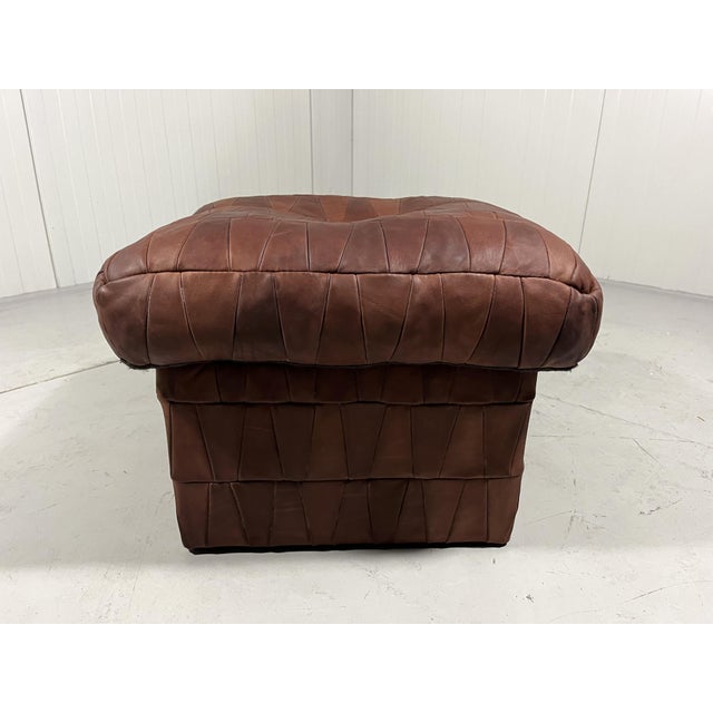 Brown Patchwork Leather Ottoman with Storage Space, 1970s For Sale - Image 8 of 11