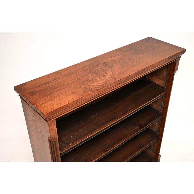 Antique Victorian Walnut Open Bookcase, 1870s For Sale - Image 6 of 11