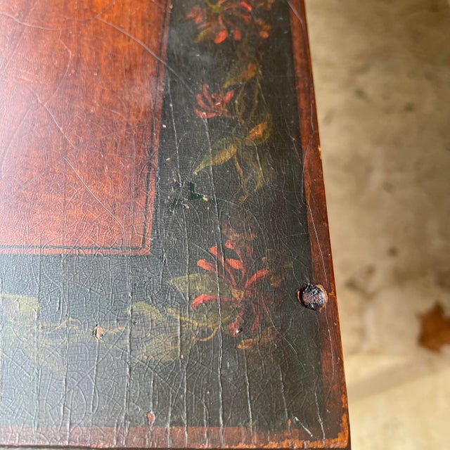 Circa 1920-1940 Adams Paint Decorated Three Drawer Console With Gilt Accents and Reeded Legs For Sale - Image 12 of 13